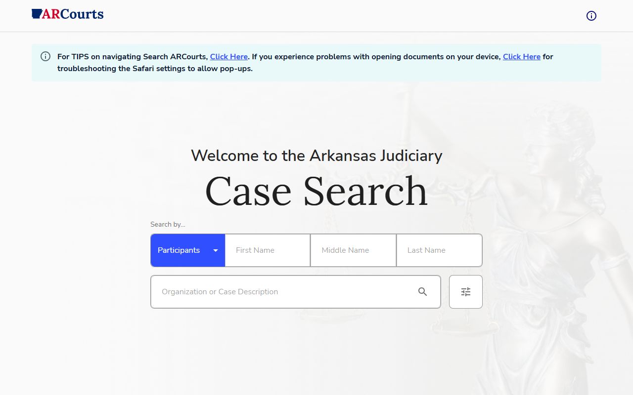 Arkansas Court Case Search for traffic ticket records and citation lookups