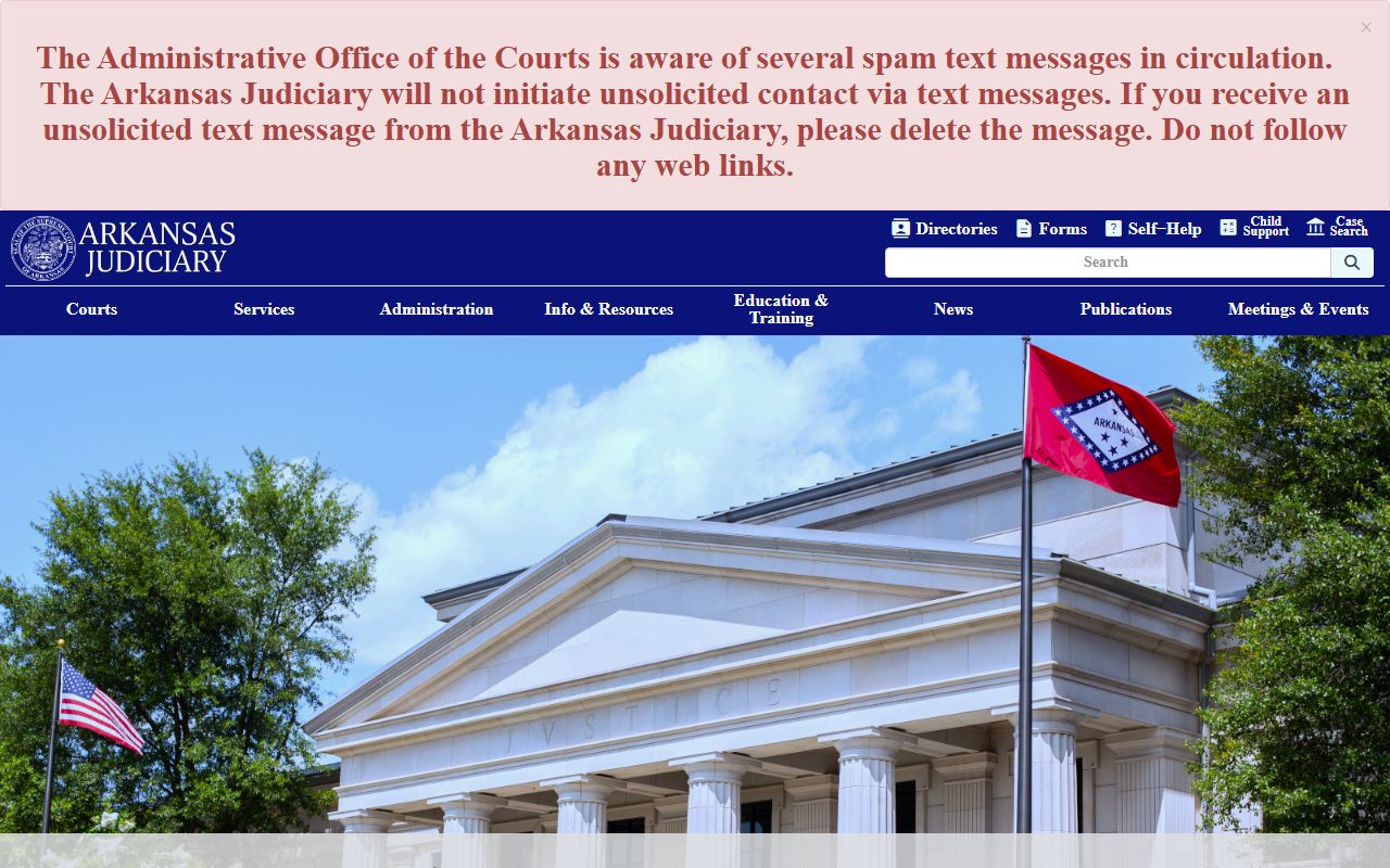 Arkansas Judiciary main website for traffic ticket records search tools and court access