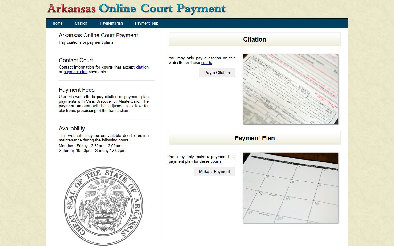 Arkansas online court payment system for traffic fines and payment plans